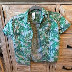 Harper Canyon Boys Palm Tree Leaves Button Up T Shirt Dress Shirt Size 7
